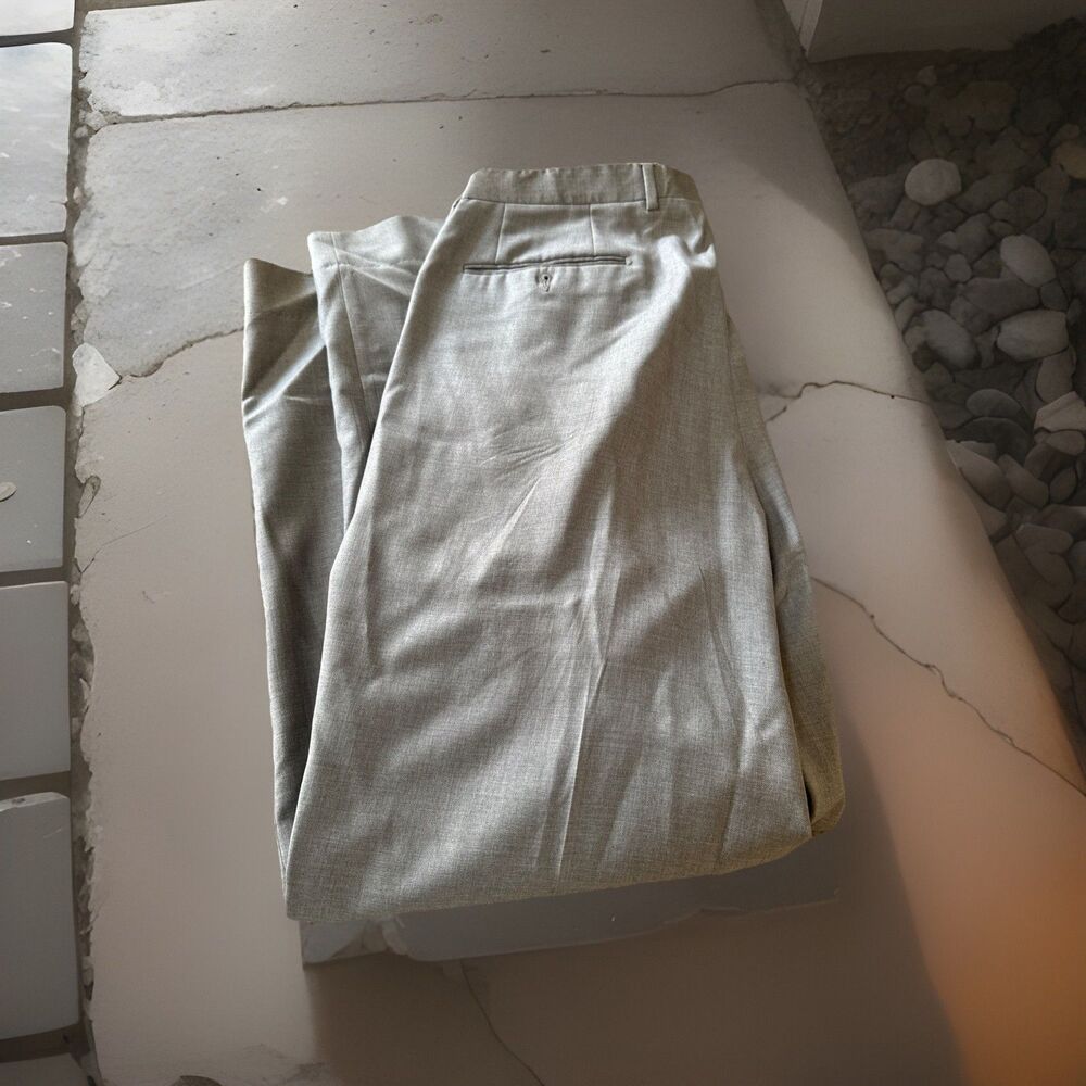 Santorelli Luxury Serge Medium Grey 100% Wool Flat Front Trousers Size: 38x32